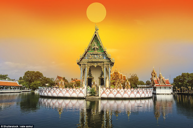 Buddhist pagoda, which is part of a temple complex, on Koh Samui, Thailand.