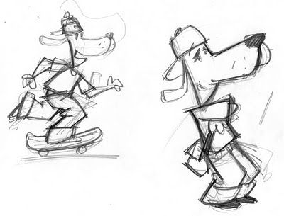 sketches of the Top Dog character