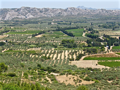 View of fields from Les Baux de Provence