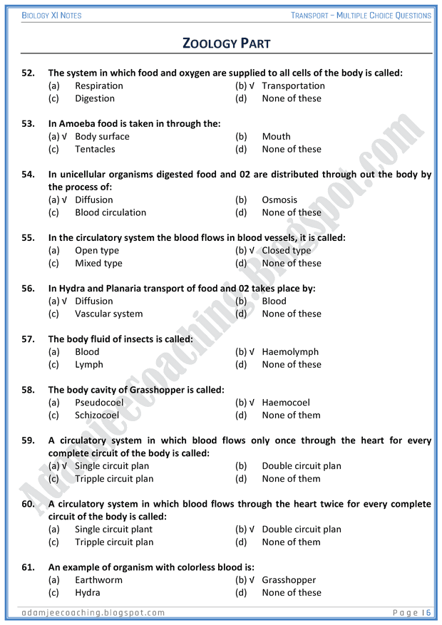 transportation-mcqs-biology-11th