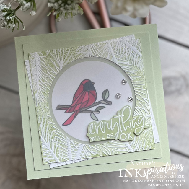 Stampin' Up! So Very Merry cardinal square card by Angie McKenzie | Nature's INKspirations by Angie McKenzie