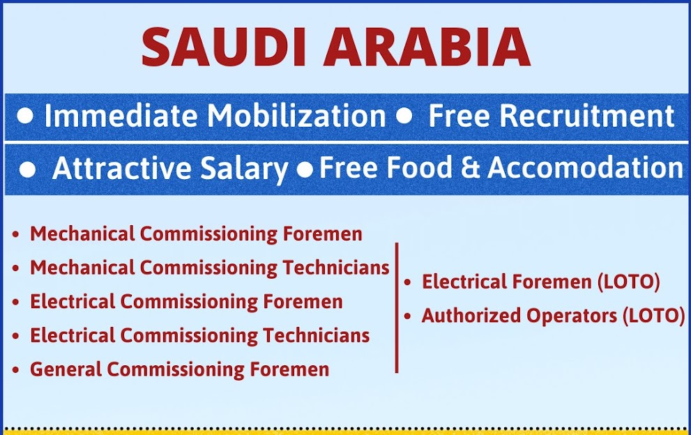 Free recruitment to Saudi Arabia - Oil and Gas Project