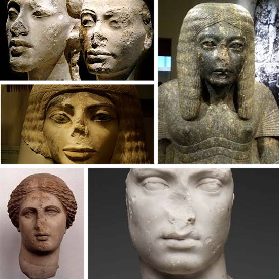 Estatuas antigas sem nariz