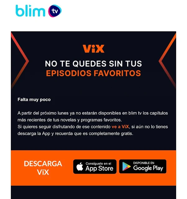 Blim TV sigue sus operaciones normalmente, pero contenidos serán trasladados a ViX