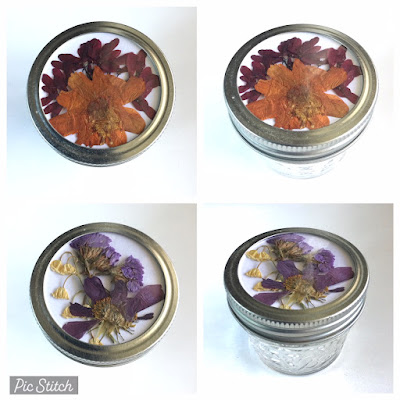 how to display pressed flowers, pressed flowers, dried flowers, flower press, pressed flower crafts, mason jar crafts, how to recycle mason jars, repurpose bottles and jars, blah to TADA, crafty recycling