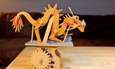 3D Wooden Puzzle Moving Model Kit DIY Mechanical Moving Dragon On The Cloud Puzzle Toy