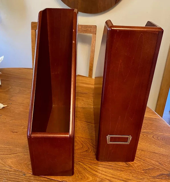 Photo of two wooden file bins