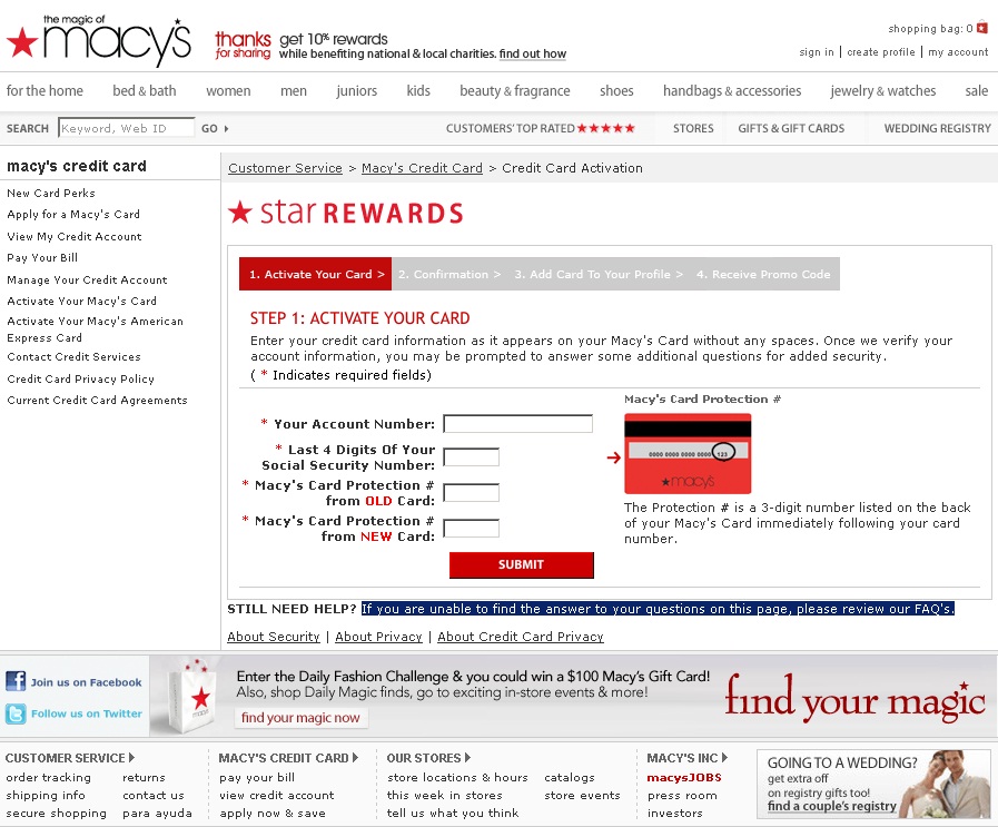 How to activate Macys Credit card at Macys? | letmeget