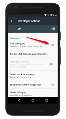 toggle on usb debugging