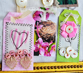 paper gift tags with buttons by Jeanne Selep