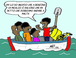 barconi, diciotti, malta, Migranti, salvini, energie alternative, vignetta, satira