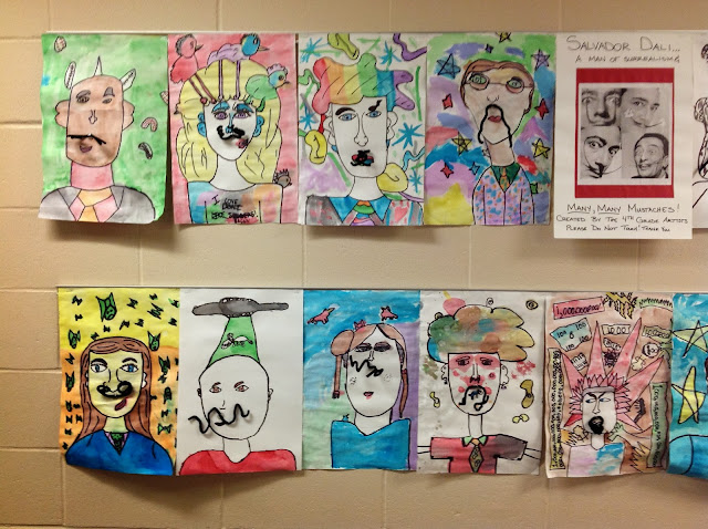 4th Grade Salvador Dali Mustache Portraits with Surrealism