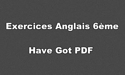 Exercices Anglais 6ème Have Got PDF