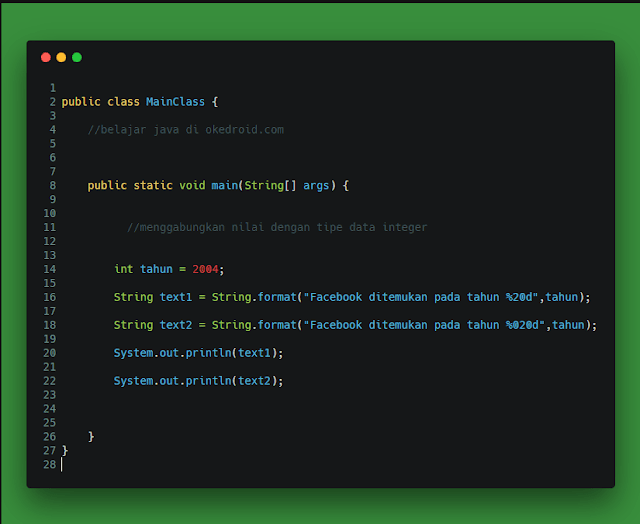  terdapat salah satu method yang berjulukan  Belajar Mengenal Fungsi format String Pada Program Java