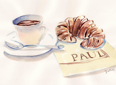 Boulangerie PAUL watercolor - Paris Breakfasts