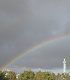 Paris - a rainbow over the Bastille monument