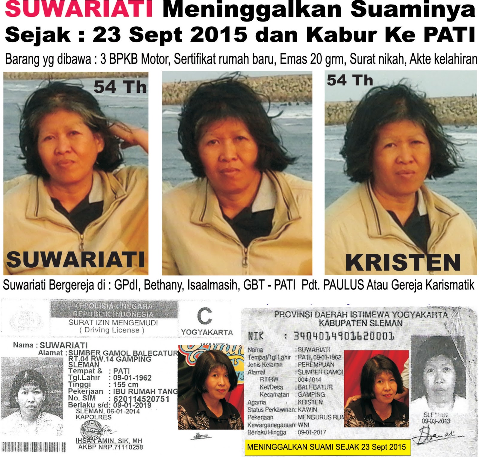 Anak hilang, Penculikan, E-KTP Ganda / ASPAL, Istri kabur, Ipar yg