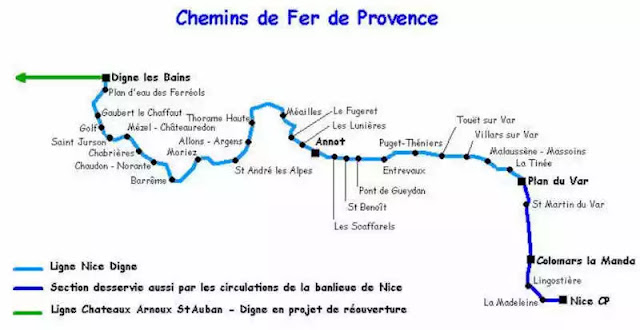 recorrido tren Chemins de Fer de Provence