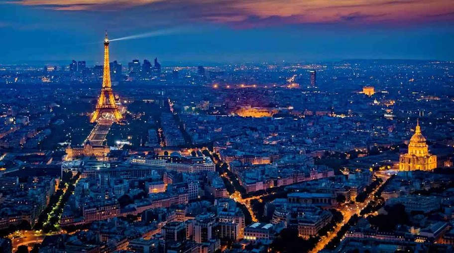 Paris by Night Aerial View