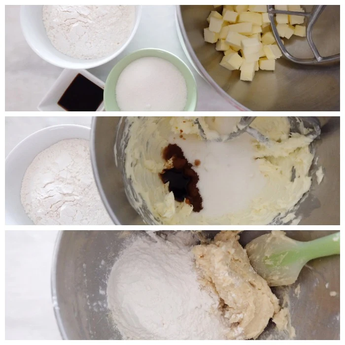 collage of shortbread crust making images