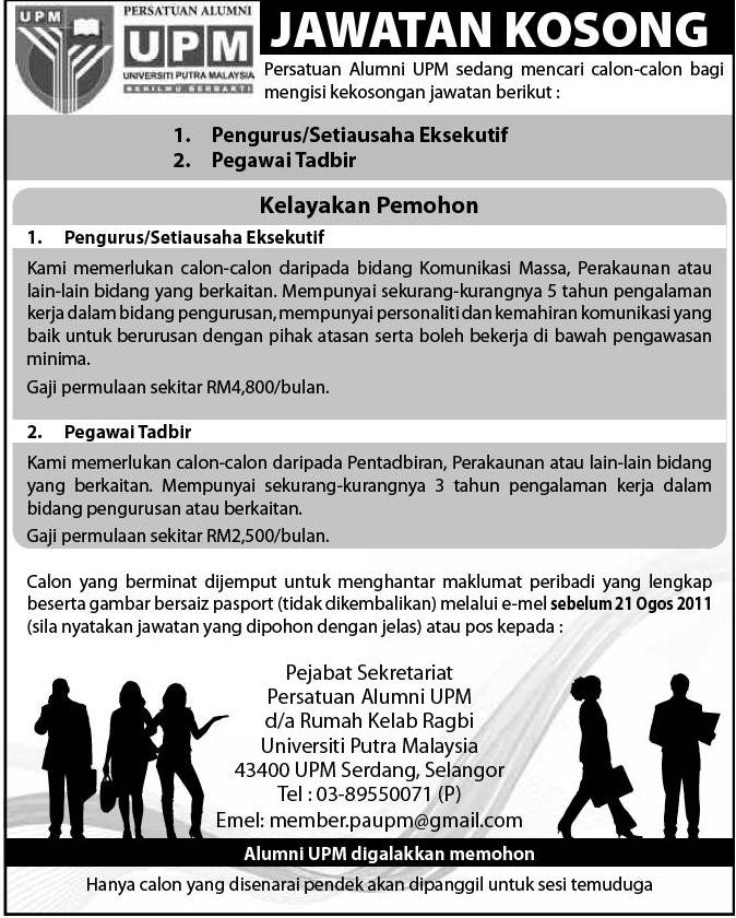 [Persatuan Alumni UPM] - Iklan Jawatan Pengurus Dan 