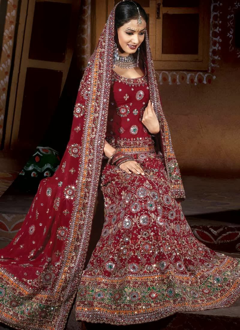 Fashion Plannet indian  wedding  dress  for bride red and 