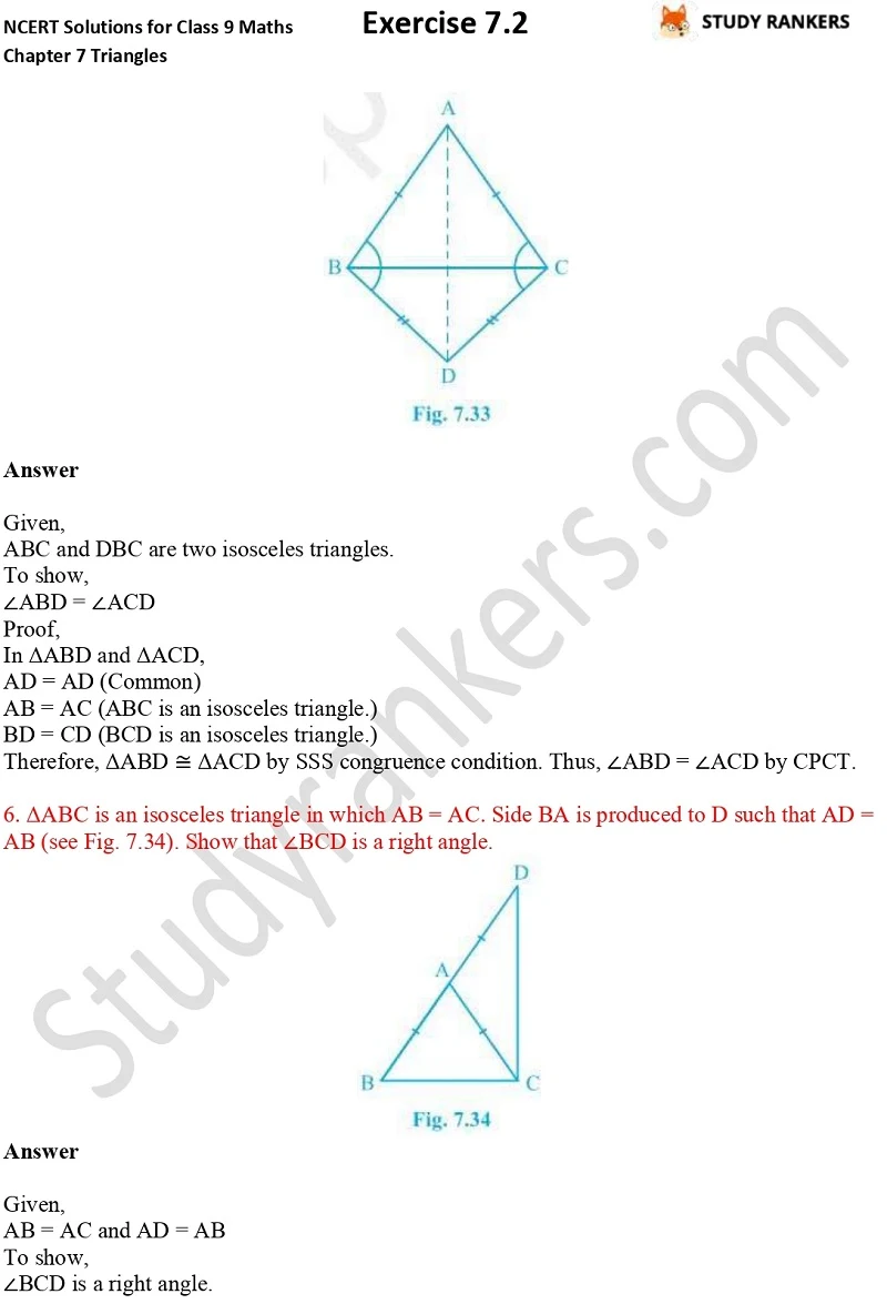 NCERT Solutions for Class 9 Maths Chapter 7 Triangles 7.2 Part 5