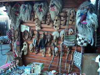 Souvenir-carved wooden masks