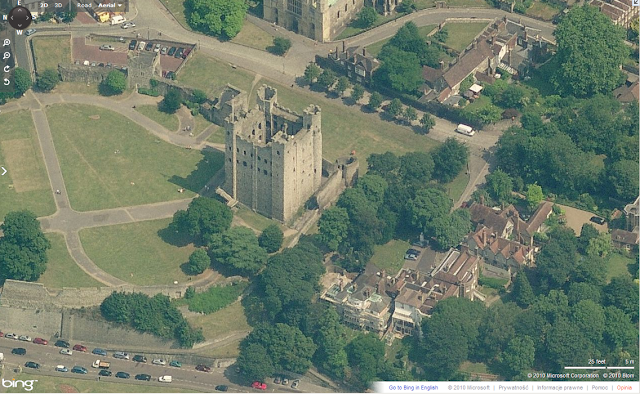 Zamek w Rochester, XIIw. w aplikacji Bird's Eye Bing Maps