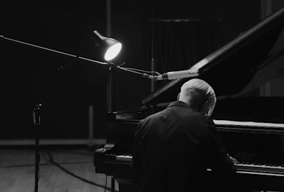 A GIF of Ryuichi Sakamoto playing “Merry Christmas Mr. Lawrence”.