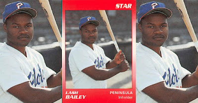 Lash Bailey 1990 Peninsula Pilots card, Bailey with bat