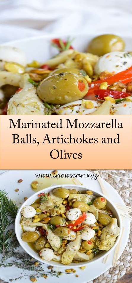 Marinated Mozzarella Balls, Artichokes and Olives
