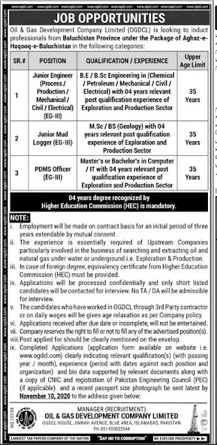 OGDCL Jobs 2020 Islamabad  Advertisement