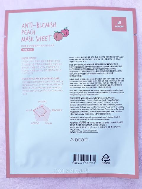 AC-ME-PEACH mask  Anti blemish peach for purifying skin and soothing care, to address blemish and redness.