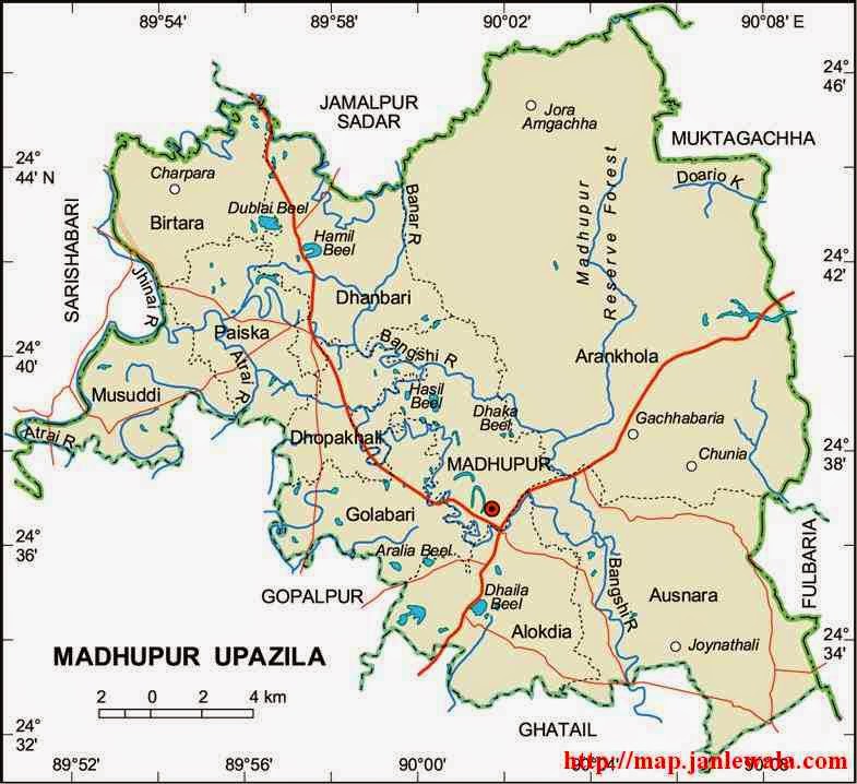 madhupur upazila map of bangladesh