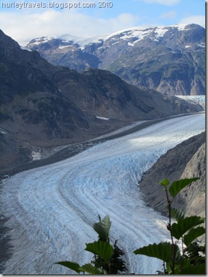 Salmon Glacier looking up toward the summit.  This is the fifth largest glacier in the world.  The scenery is breathtaking as you drive up Glacier Road and look over the steep roadside cliffs to the glacier. 