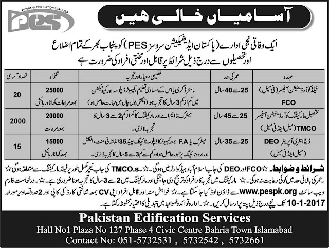 PES Pakistan Edification services jobs