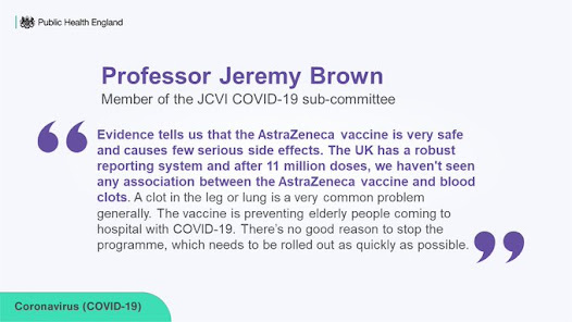 JCVI Pref Jeremy Brown response to pausing of AZ vaccine in some nations