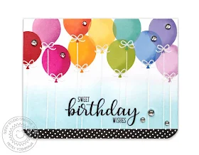 Sunny Studio Stamps: Birthday Balloon Layered Rainbow Sweet Birthday Wishes Card by Mendi Yoshikawa