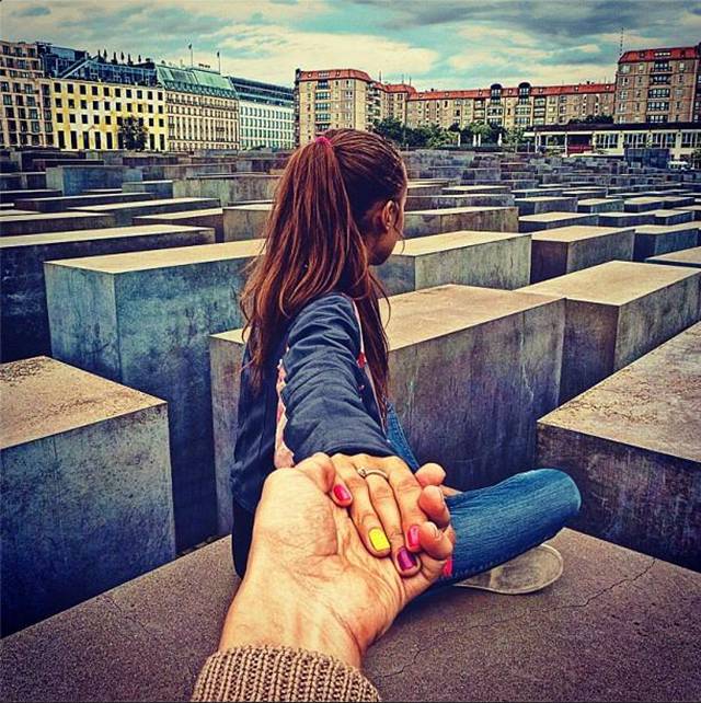 Photographer Murad Osmann creatively documents his travels around the world with his girlfriend leading the way in his ongoing series known as Follow Me To. Chronicling his adventures on Instagram, the Russian photographer composes each shot in a similar fashion. We see each landscape from the photographer's point of view with his extended hand holding onto his girlfriend's in front of him.