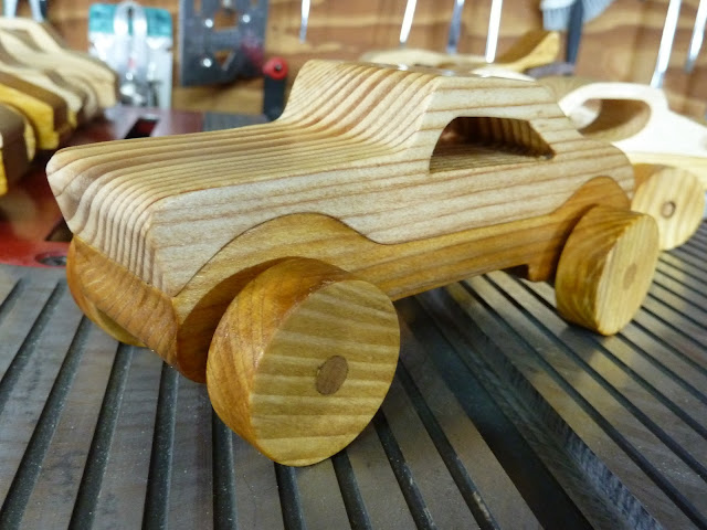 Wood Toy Car, Roadster, Coupe, or Truck, Handmade and Finished with Clear and Amber Shellac from The Speedy Wheels Series