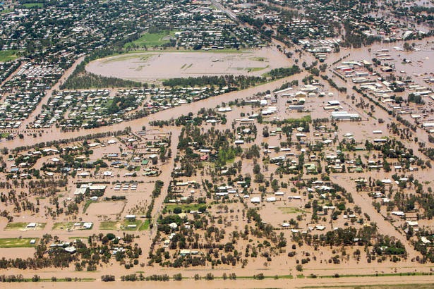 Aerial Pictures Of Queensland Floods. An aerial view of Emerald on