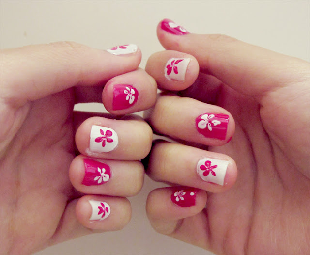 pink flower nail design pictures