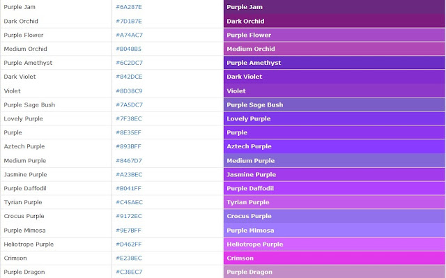 Kumpulan Code Warna HTML dan CSS