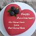 Customized Love Heart Happy Anniversary Cake With Couple Name