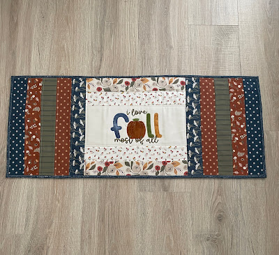 Fall Quilted Table Runner with Embroidery