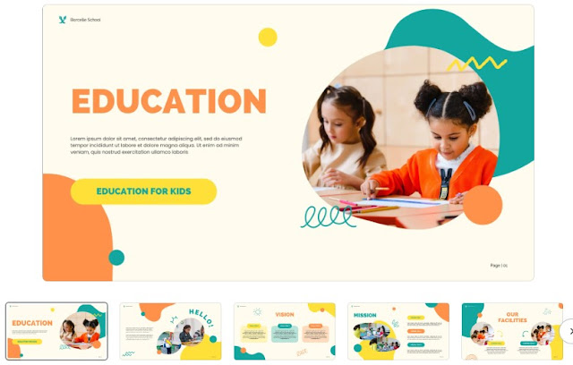 10 Rekomendasi Template PPT Canva Simpel dan Keren, Tema Edukasi - Colorful Playful Education Presentation