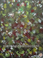 Verdigris, 11 x 8.5 acrylic on paper abstract painting by Clemence St. Laurent