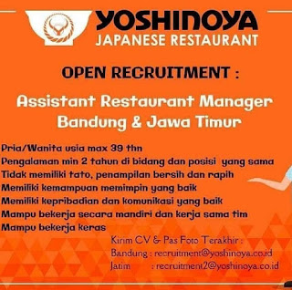 Gaji Karir Lowongan Kerja Yoshinoya Bandung Terbaru 2019