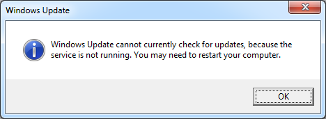Windows Update Service tidak berjalan di Windows